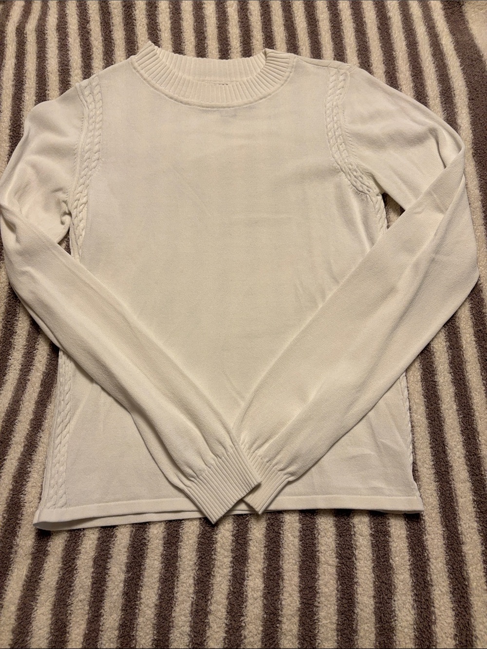 Alexis Cream Cable-Accent Crewneck Sweater